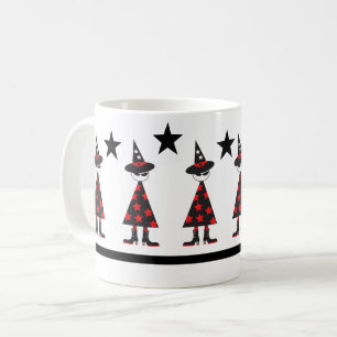 Urban Halloween Witch Star Patroon Rood Zwart Koffiemok