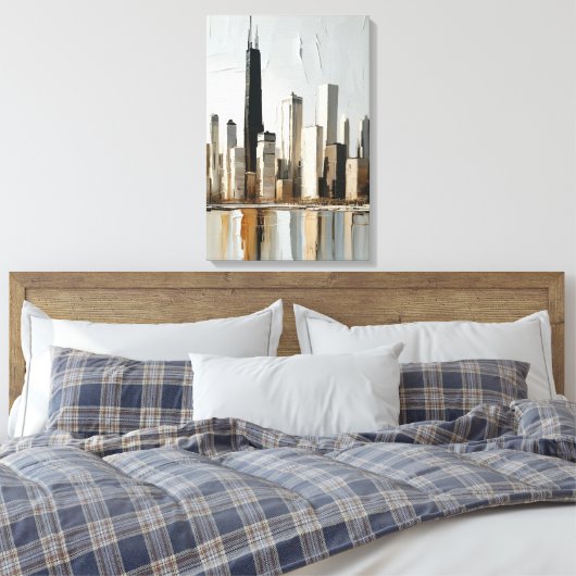 Urban Harmony Minimalistisch stadsbeeld Canvas Afdruk (Insitu (Slaapkamer))