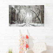 Urban-kerstsneeuw in Brooklyn NY Spandoek (Insitu)