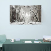 Urban-kerstsneeuw in Brooklyn NY Spandoek (Beurs)