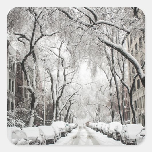 Urban-kerstsneeuw in Brooklyn NY Vierkante Sticker (Voorkant)