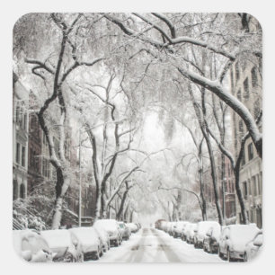 Urban-kerstsneeuw in Brooklyn NY Vierkante Sticker