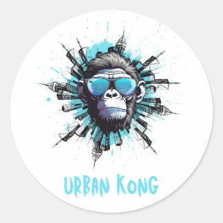Urban Kong – Cool Gorilla met zonnebril Street A Ronde Sticker