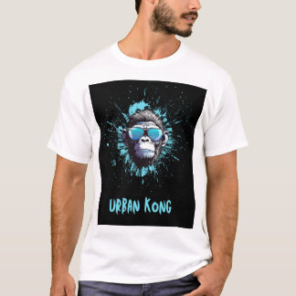 Urban Kong Gorilla Design – Blauwe en Zwarte Stree T-shirt