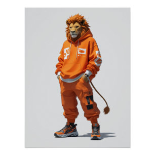 Urban Lion Vibes - futuristisch streetwear design Perfect Poster