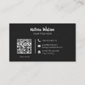 Urban minimale zwarte QR-code mannelijk Visitekaartje (Achterkant)