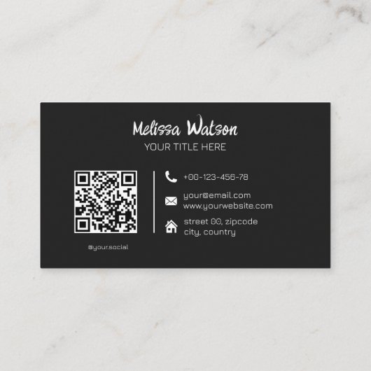 Urban minimale zwarte QR-code mannelijk Visitekaartje (Achterkant)