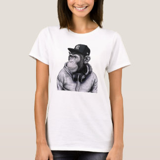 Urban Mode Monkey met hoofdtelefoon Casual wit T-shirt