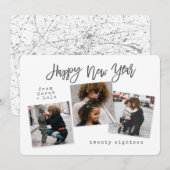 URBAN MODERN HAPPY NEW YEAR (SILVER) FEESTDAGENKAART (Voorkant / Achterkant)