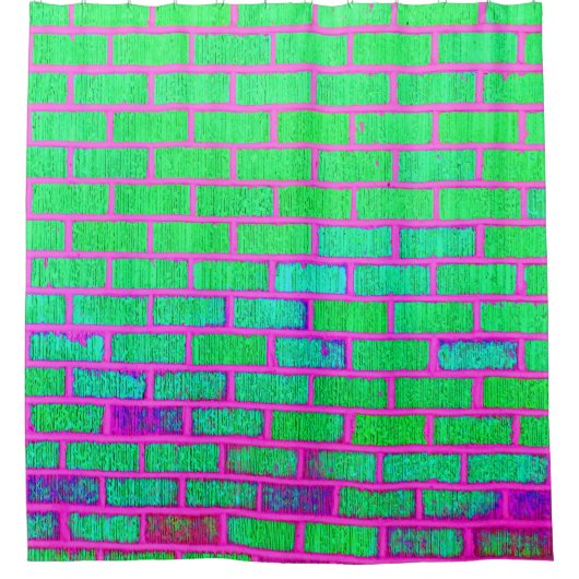 Urban Neon Brick Wall Douchegordijn (Voorkant)