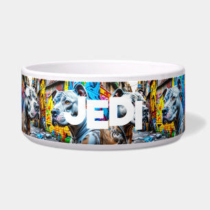 Urban Pitbull City Graffiti Street Art Personalise Voerbakje