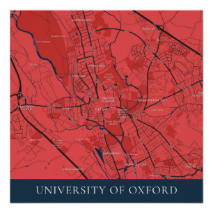 URBAN RED NAVY OXFORD UNIVERSITY UK OUTLINE MAP PERFECT POSTER