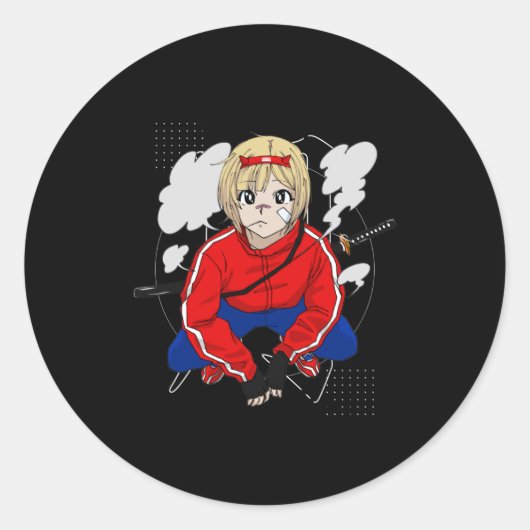 Urban Samurai - anime Samurai meisje fans Ronde Sticker (Voorkant)