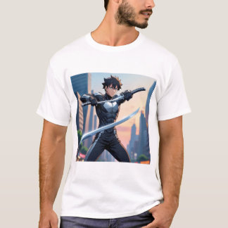 Urban Samurai – Animekrijger met dubbele Katana T-shirt