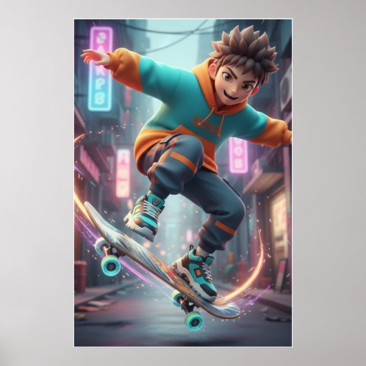 Urban Skater Kid – Street Style Poster Art (Voorkant)