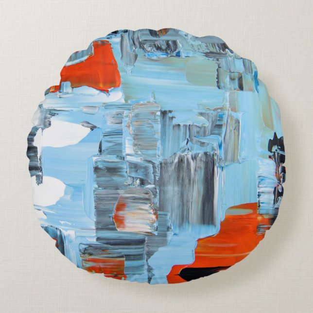 Urban Sky Palette Abstract Round Throw Pillow Rond Kussen (Voorkant)