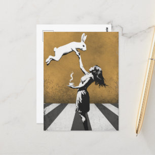urban street art graffiti Thee met het konijn Briefkaart