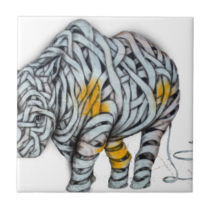 Urban Street Art: Ribbon Rhinoceros Tegeltje