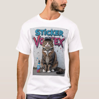Urban Street Style Cool Cat Graffiti Cat Design T-shirt