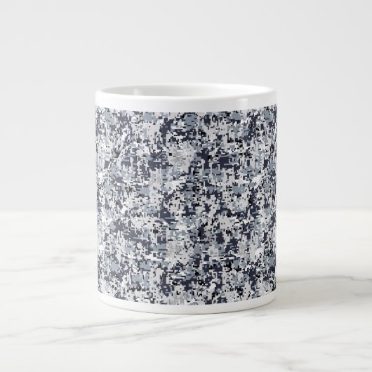 Urban Style Silver Gray Digital Camouflage Extra Grote Mok (Voorkant)