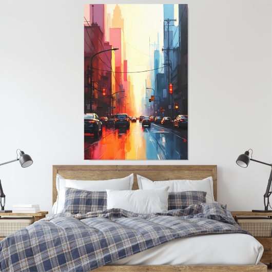 Urban Sunset Reflections Canvas Afdruk (Insitu (Slaapkamer))