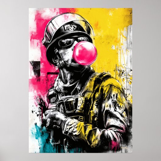 Urban Tactical Figure With Bubblegum Contemporary Poster (Voorkant)