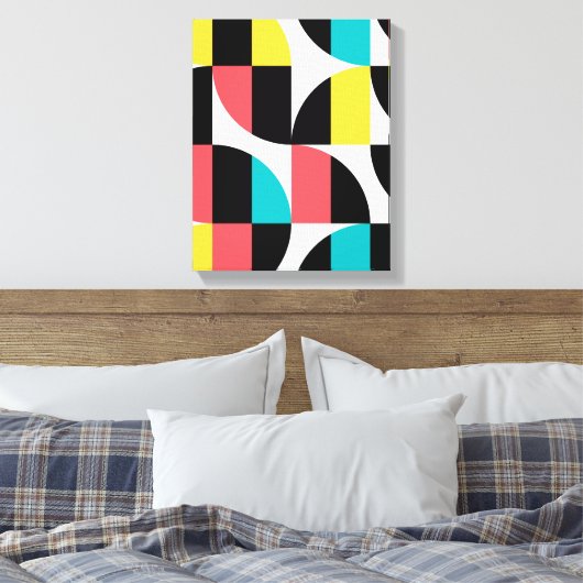 Urban, trendy, kleurrijk, modern grafisch patroon canvas afdruk (Insitu (Slaapkamer))