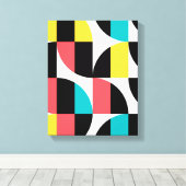 Urban, trendy, kleurrijk, modern grafisch patroon canvas afdruk (Insitu (Houten vloer))