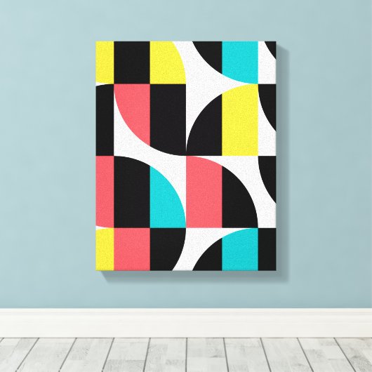 Urban, trendy, kleurrijk, modern grafisch patroon canvas afdruk (Insitu (Houten vloer))