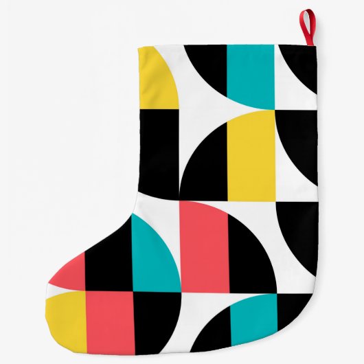 Urban, trendy, kleurrijk, modern grafisch patroon grote kerstsok (Achterkant)