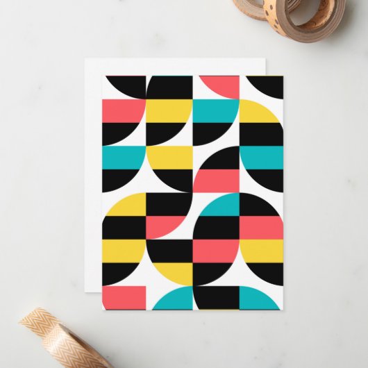 Urban, trendy, kleurrijk, modern grafisch patroon notitiekaartje (Voorkant / Achterkant in situ)