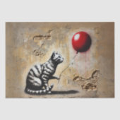Urban Whimsy: De gestreepte kat en de rode ballon Tissuepapier (Voorkant)