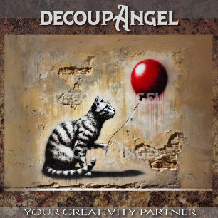 Urban Whimsy: De gestreepte kat en de rode ballon Tissuepapier