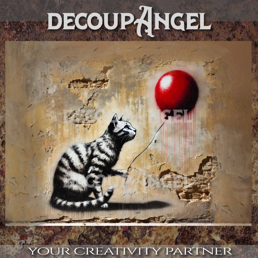 Urban Whimsy: De gestreepte kat en de rode ballon Tissuepapier