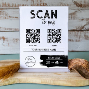 Urban white 2 QR codes mannelijke scan te betalen Poster