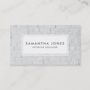 Urban White Brick Simple Moderne Interior Designer Visitekaartje