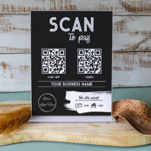 Urban zwart 2 QR codes mannelijke scan te betalen Poster