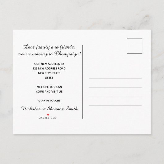 Urbana Champaign Illinois Moving Faire-part (Dos)