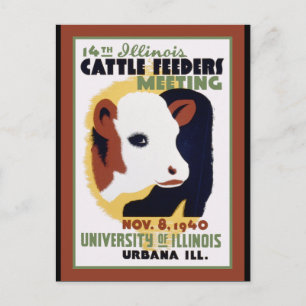 Urbana Illnois Cattle Feeding Poster Briefkaart
