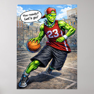 Urbane buitenaardse basketballer - Comicstijl kuns Poster