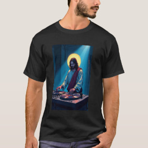 Urbane techno DJ Jezus met Berlijnse straatkunst f T-shirt