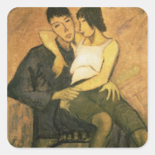 Urbanite Couple, 1920 (olie op canvas) Vierkante Sticker