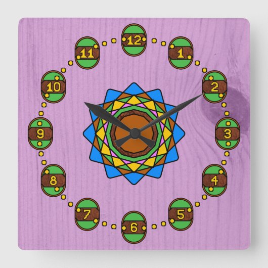 Uren in het Oude Verflooster Vierkante Klok (Voorkant)