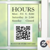Uren Open Teken, QR-code, Zwarte Tekst Bericht Raamsticker (Huis)