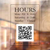 Uren Open Teken, QR-code, Zwarte Tekst Bericht Raamsticker (Vel 2)