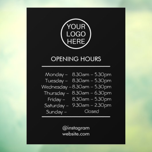 UREN OPENEN met aangepaste zakelijke logo - Winkel Raamsticker (Vel 3)