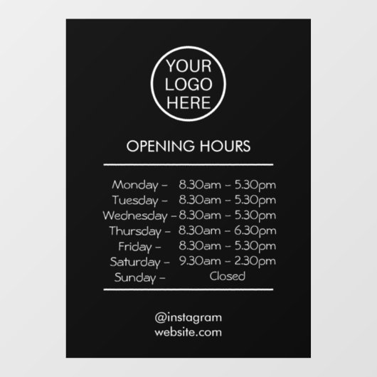 UREN OPENEN met aangepaste zakelijke logo - Winkel Raamsticker (Vel)