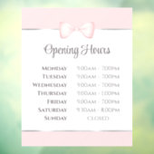 Uren Roze Strik Openingstijden Raamsticker (Vel 3)