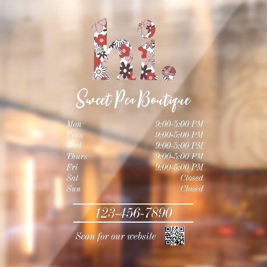 Uren van de Cute Boutique Raamsticker (Vel 2)