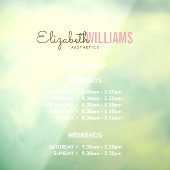 Uren van de schoonheidssalon raamsticker (Vel 3)